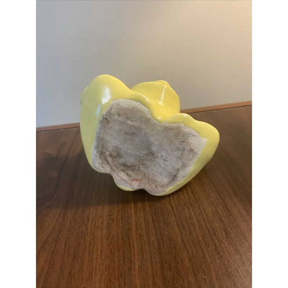 Vintage‎ Yellow Ceramic SCRUBBER FROG Open Small Mouth SPONGE SOAP Holder